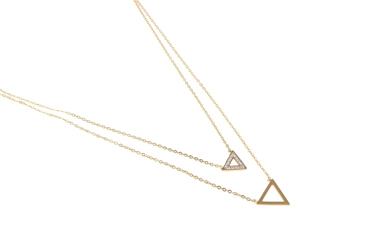 Elegancki złoty naszyjnik z trójkątami