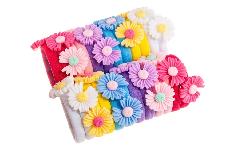 Kolorowe gumki z kwiatkami